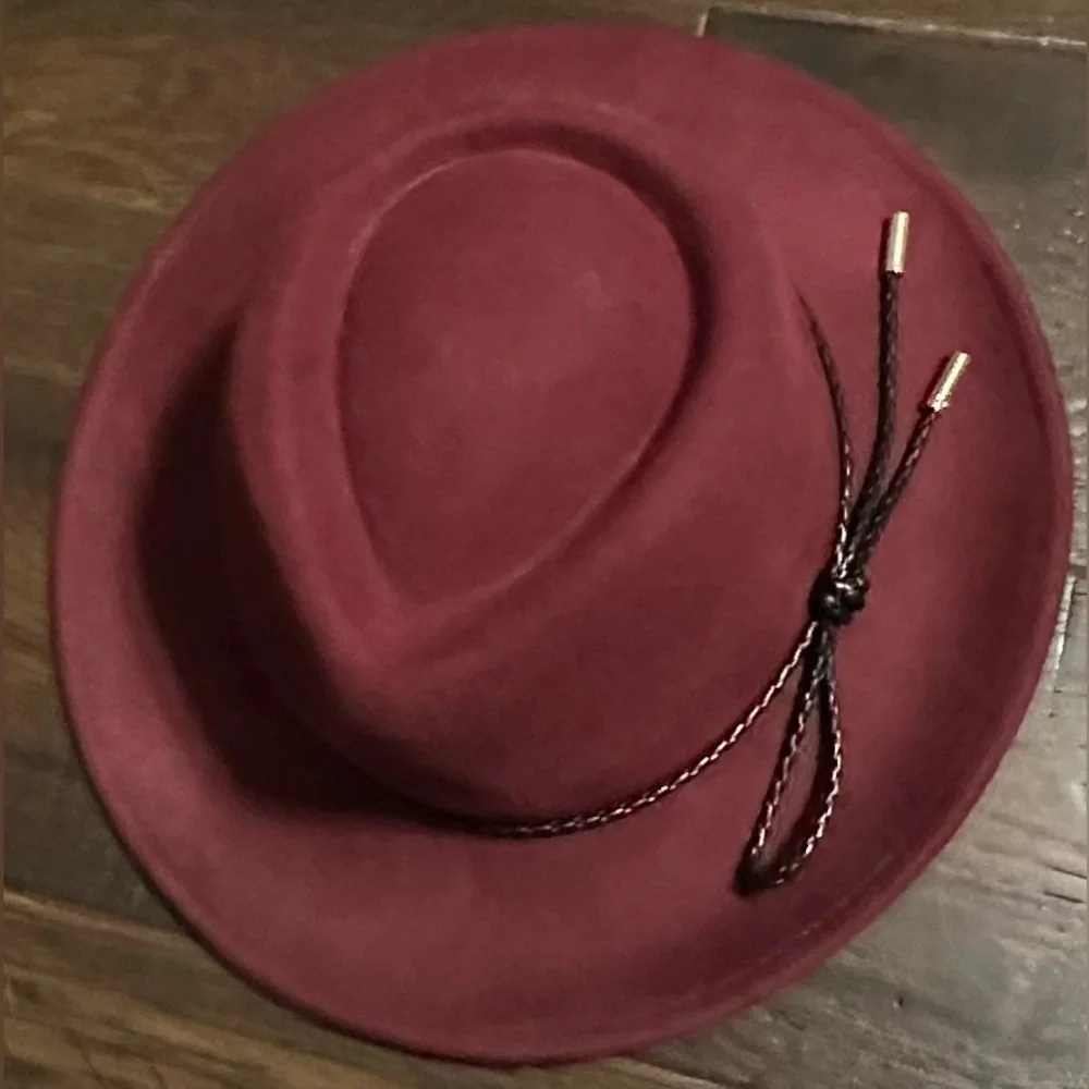‼️RARE‼️🎸Summer & Rose🎸🔥NWT🔥Wool Fedora in Cranberry - Picture 11 of 13